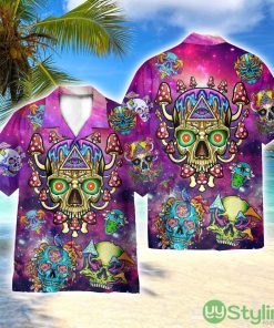 Skull Mushroom Hippie 3D Printed Beach Shirt Men Women Hawaiian Shirt Product Photo 1
