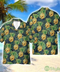Skull Pineapple Tropical Leaves Pattern 3D Printed Beach Shirt Men Women Hawaiian Shirt Product Photo 1