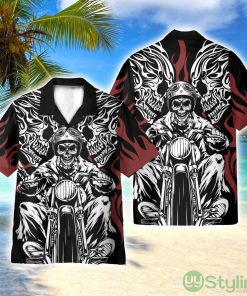 Skull Rider Motorcycle 3D Printed Beach Shirt Men Women Hawaiian Shirt Product Photo 1