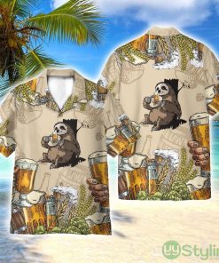 Sloth and Beer Funny Shirts 3D Printed Beach Shirt Men Women Hawaiian Shirt Product Photo 1