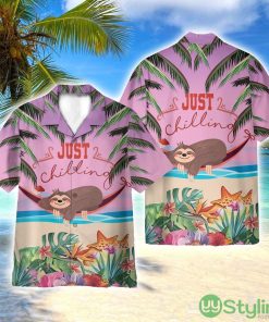 Sloth Just Chilling Funny Shirts 3D Printed Beach Shirt Men Women Hawaiian Shirt Product Photo 1