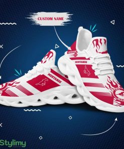 SMU Mustangs Logo Fire Pattern Custom Name 3D Max Soul Sneaker Shoes - SMU Mustangs Logo Fire Pattern Custom Name 3D Max Soul Sneaker Shoes_1