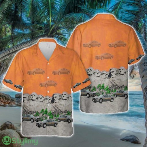 South Dakota Highway Patrol Car Mount Rushmore Hawaiian Shirt