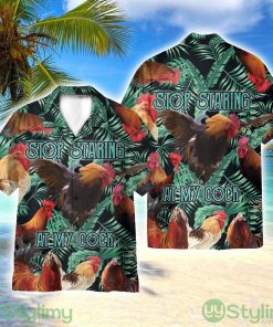 Stop Staring At My Cock Forest Leaf Pattern 3D Hawaiian Shirt All Over Printed Product Photo 1