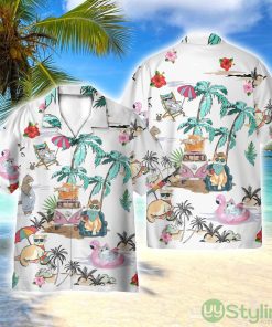 Summer Cat In Tropical Beach 3D Printed Beach Shirt Men Women Hawaiian Shirt Product Photo 1