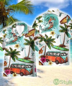 Surfing And Hippie Vans On The Beaches 3D Printed Beach Shirt Men Women Hawaiian Shirt Product Photo 1