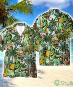 Taco T-Rex Tropical Leaves Pattern 3D Printed Beach Shirt Men Women Hawaiian Shirt Product Photo 1