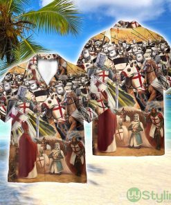 Templar Knight 3D Printed Beach Shirt Men Women Hawaiian Shirt Product Photo 1