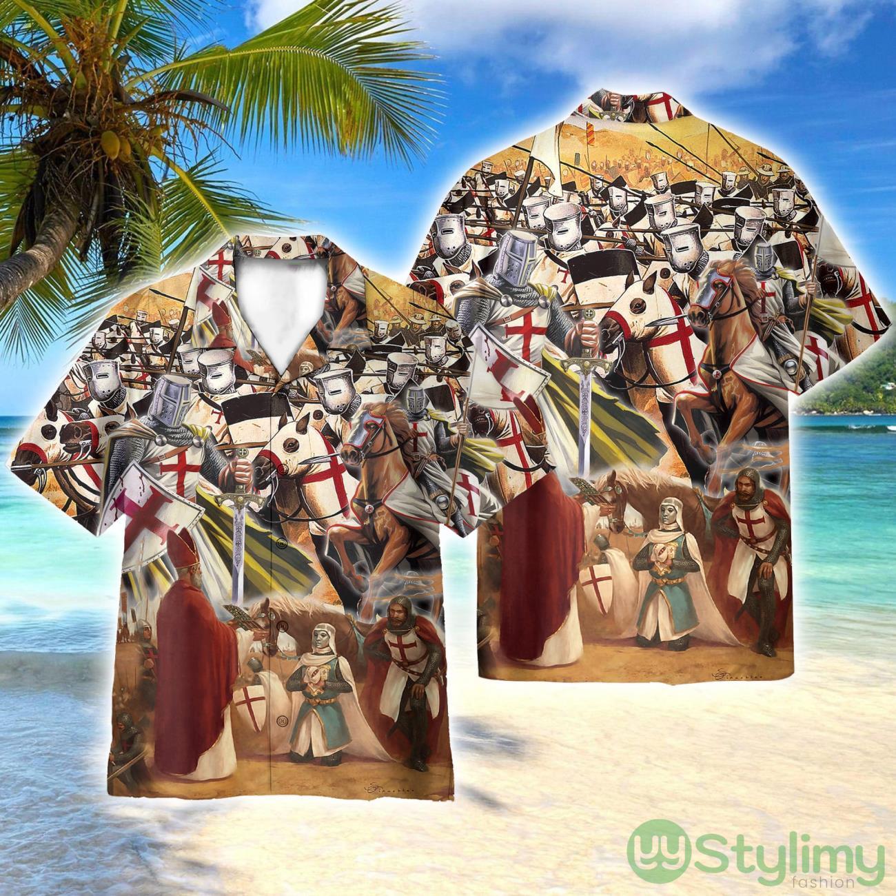 Templar Knight 3D Printed Beach Shirt Men Women Hawaiian Shirt 2 Templar Knight 3D Printed Beach Shirt Men Women Hawaiian Shirt Product Photo 1