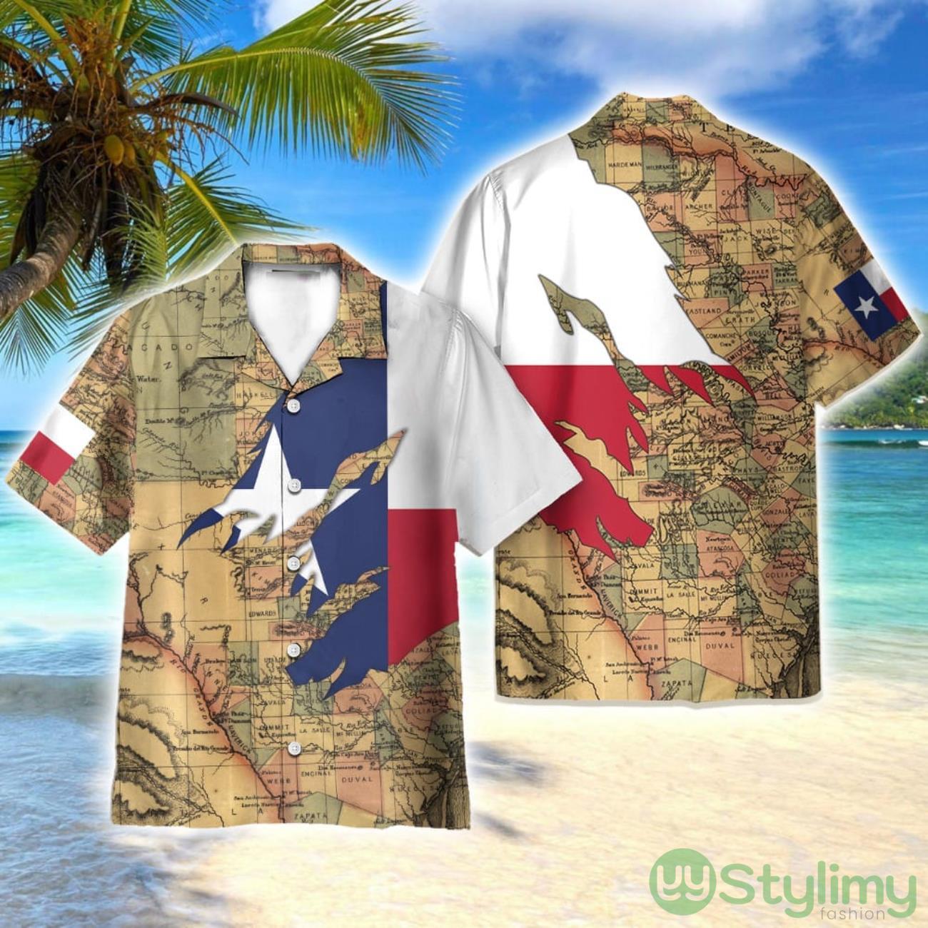 Texas Flag And Map 3D Printed Beach Shirt Men Women Hawaiian Shirt 2 Texas Flag And Map 3D Printed Beach Shirt Men Women Hawaiian Shirt Product Photo 1