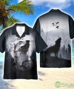 The Lone Wolf And The Moon 3D Printed Beach Shirt Men Women Hawaiian Shirt Product Photo 1