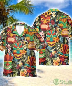 Tiki Head Tropical Leaves Pattern 3D Printed Beach Shirt Men Women Hawaiian Shirt Product Photo 1
