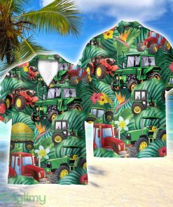 Tractor Tropical Tropical Green Leaf Forest Pattern 3D Hawaiian Shirt All Over Printed Product Photo 1