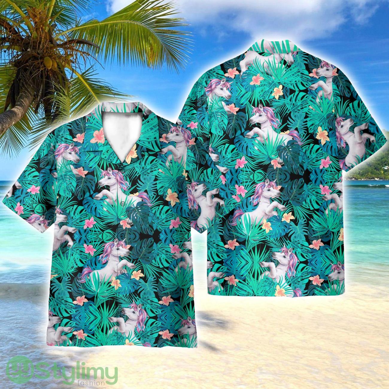 Unicorn In Tropical Green Leaves 3D Hawaiian Shirt All Over Printed 2 Unicorn In Tropical Green Leaves 3D Hawaiian Shirt All Over Printed Product Photo 1