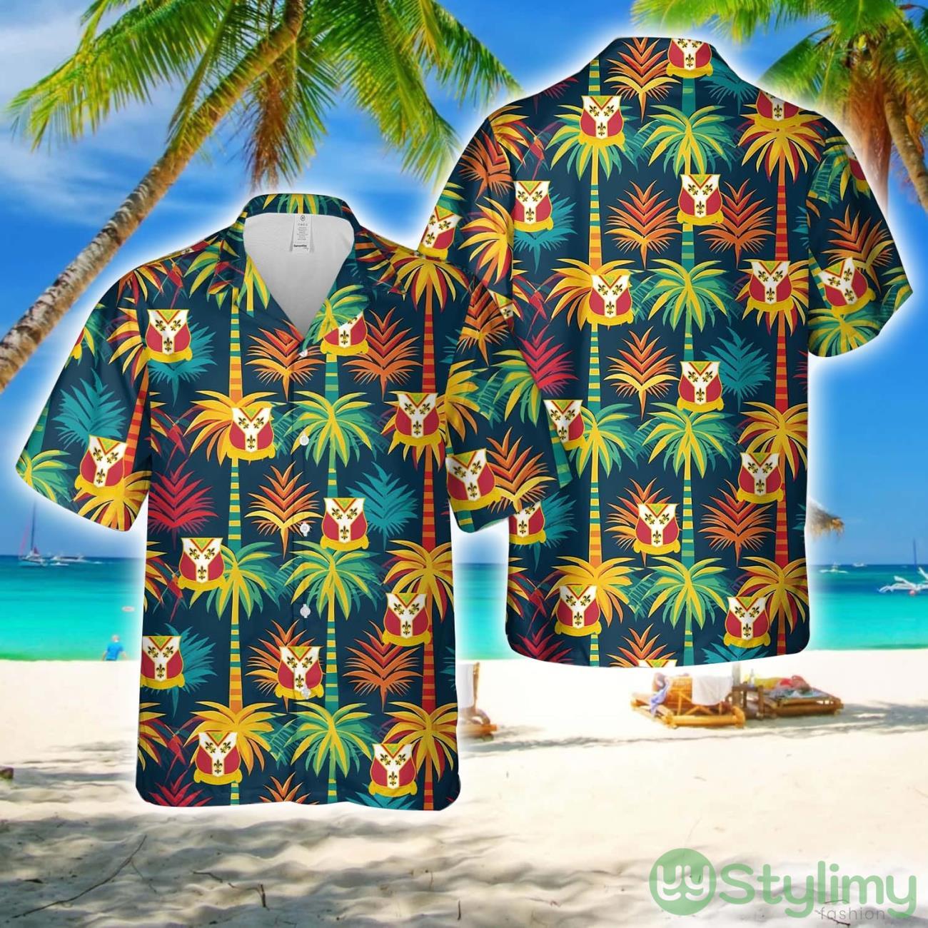 US Army Illinois Army National Guard, 122nd Field Artillery Regiment (122nd FAR) Hawaiian Shirt New Style Hawaii Shirt 2 US Army Illinois Army National Guard, 122nd Field Artillery Regiment (122nd FAR) Hawaiian Shirt New Style Hawaii Shirt Product Photo 1