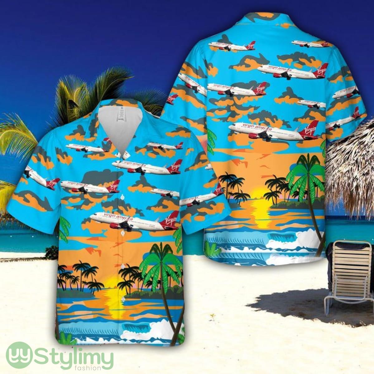 Virgin America Airbus A320-214 Hawaiian Shirt Summner Vacation Shirt 2 Virgin America Airbus A320-214 Hawaiian Shirt Summner Vacation Shirt Product Photo 1