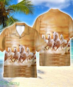 White Horses Running On Sunset 3D Hawaiian Shirt All Over Printed Product Photo 1