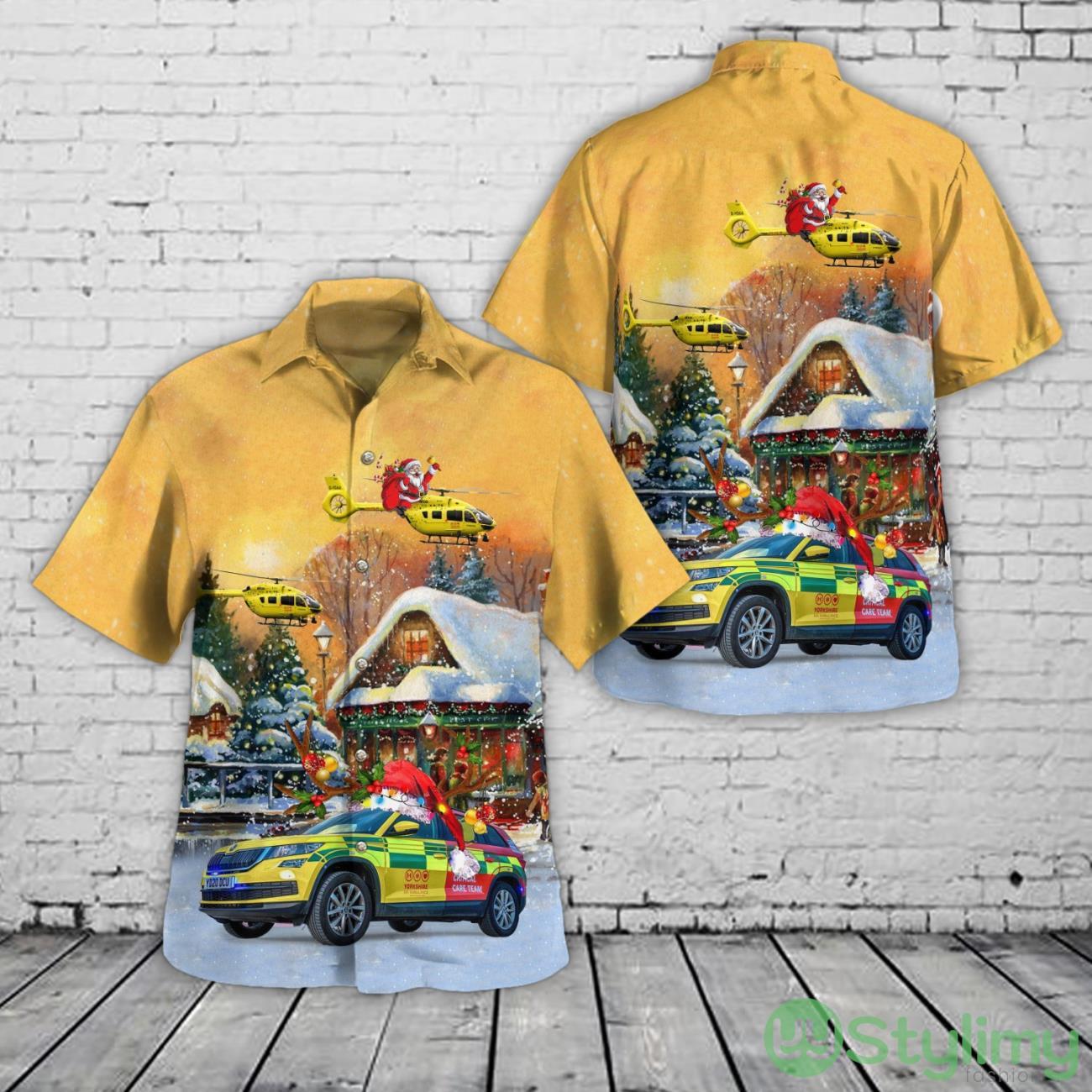Yorkshire Air Ambulance Car & Eurocopter EC 145T2 Christmas Hawaiian Shirt New Style Hawaii Shirt 2 Yorkshire Air Ambulance Car & Eurocopter EC 145T2 Christmas Hawaiian Shirt New Style Hawaii Shirt Product Photo 1