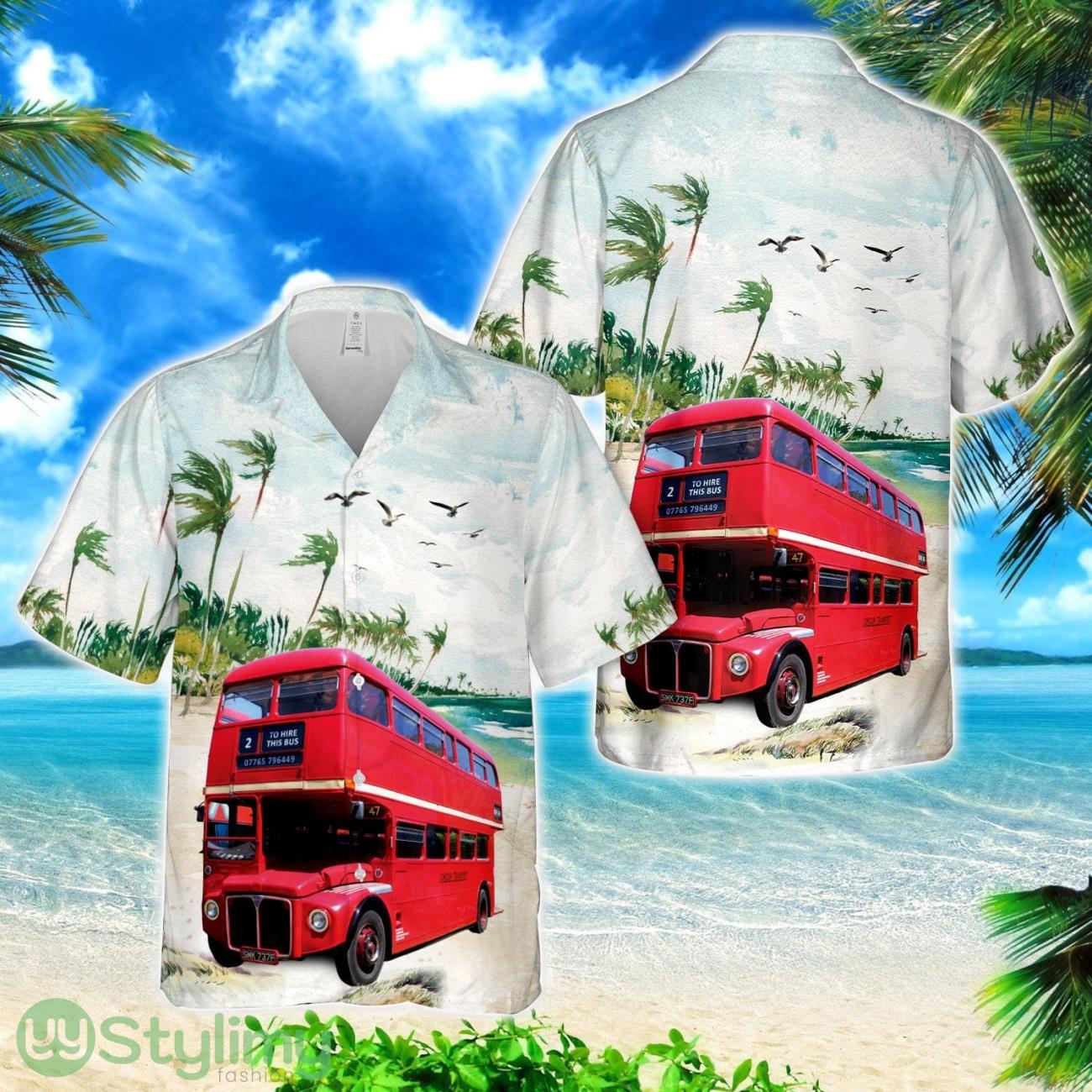 1967 AEC Routemaster double-decker bus Hawaiian Shirt 2 1967 AEC Routemaster double-decker bus Hawaiian Shirt Product Photo 1