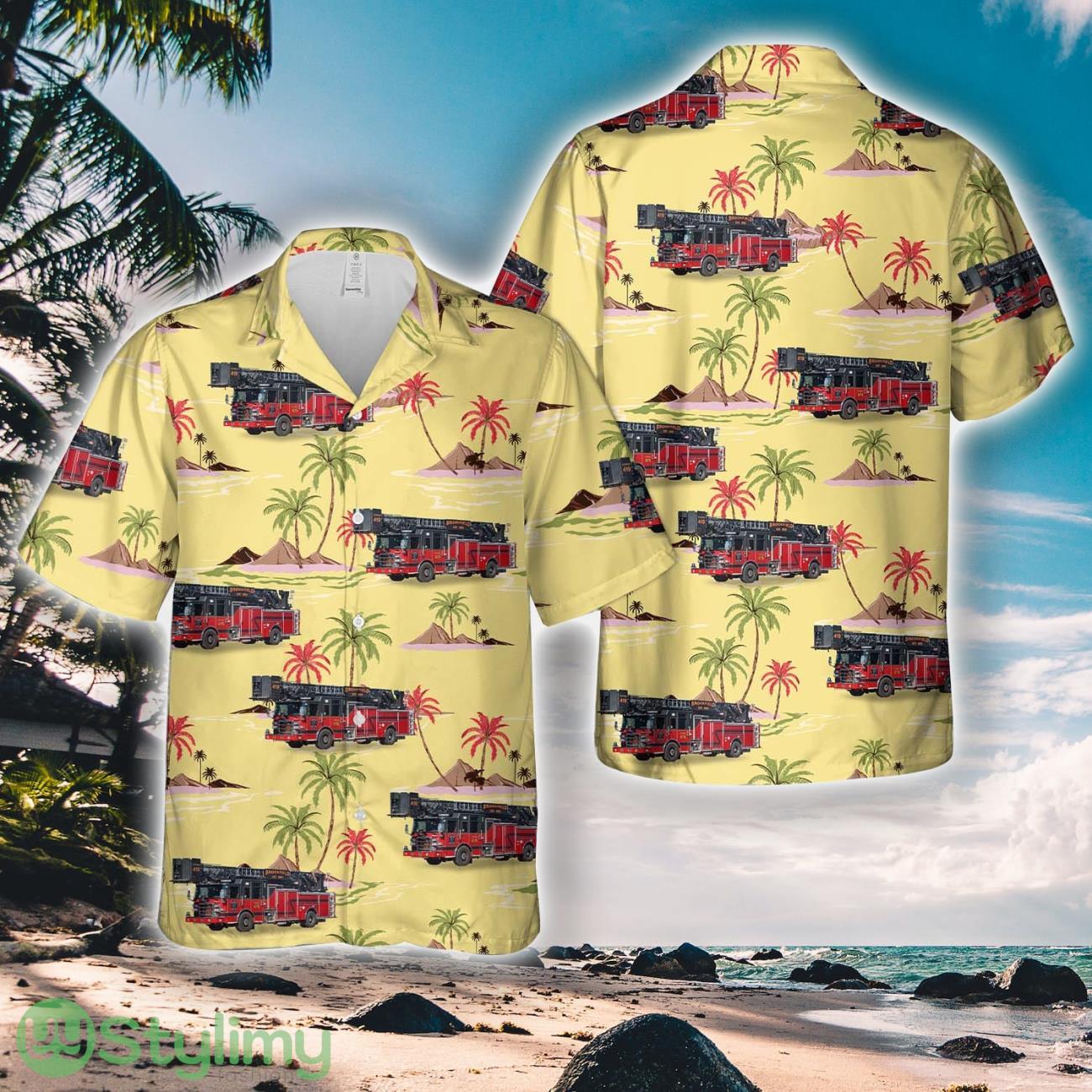 Brookfield Illinois Fire Department Hawaiian Shirt 1 Brookfield Illinois Fire Department Hawaiian Shirt Product Photo 1
