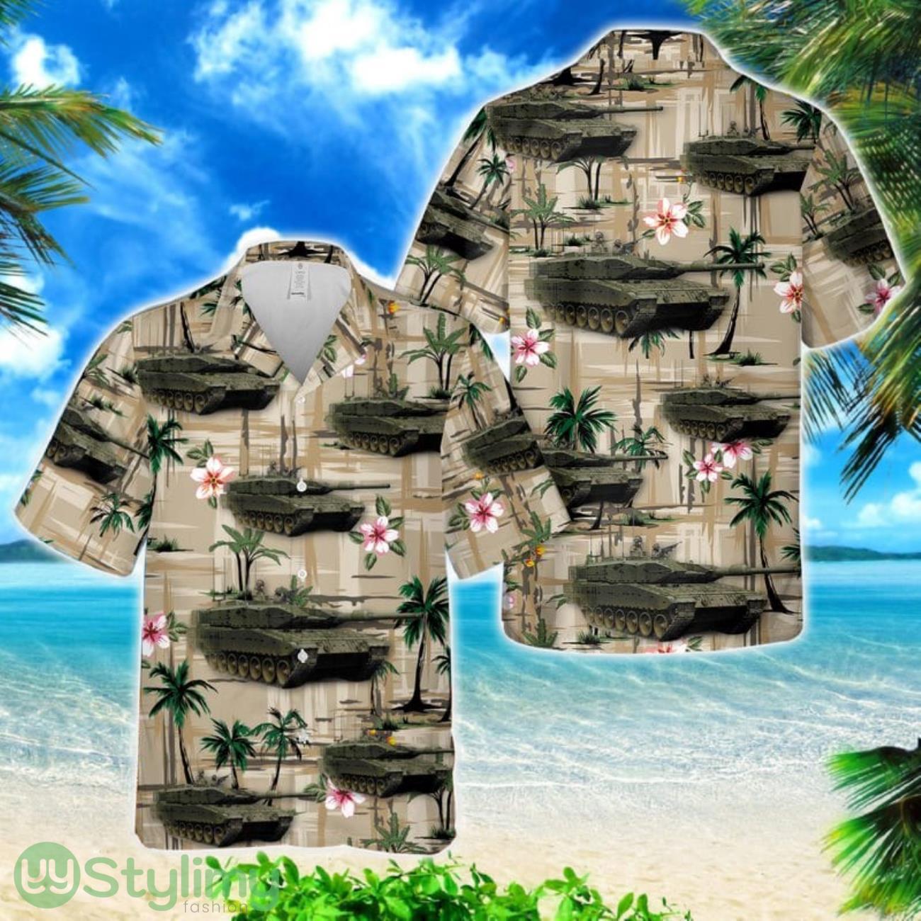 Canadian Army Leopard 2A4M Hawaiian Shirt 1 Canadian Army Leopard 2A4M Hawaiian Shirt Product Photo 1