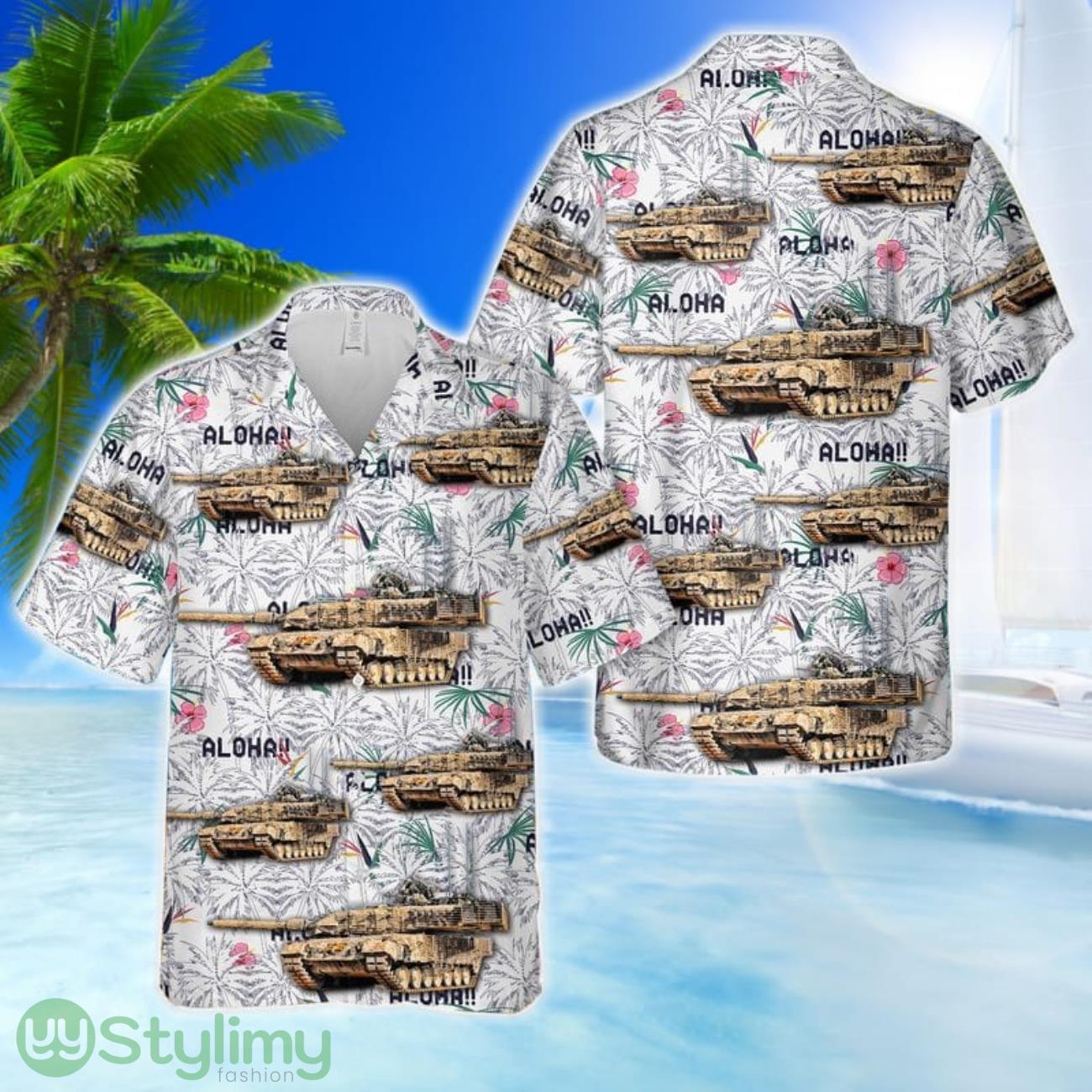 Canadian Army Leopard 2A6M Hawaiian Shirt 1 Canadian Army Leopard 2A6M Hawaiian Shirt Product Photo 1