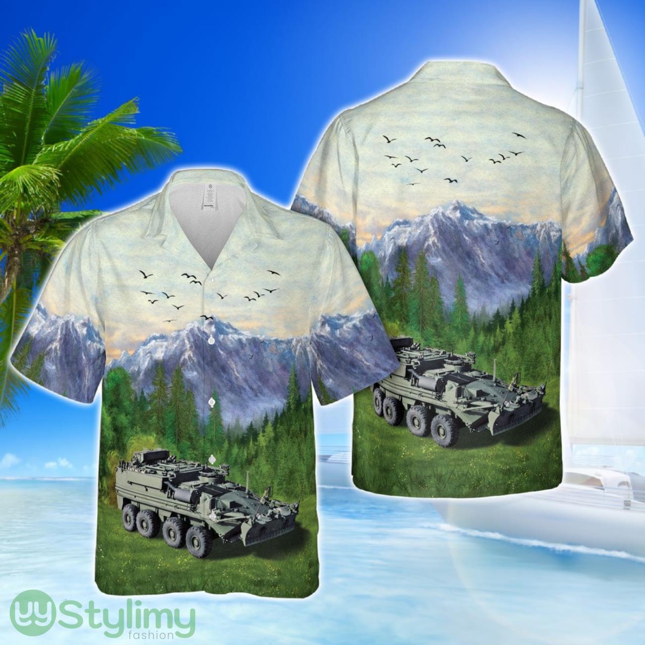 Canadian Army MRV Bison (Maintenance and Recovery Vehicle Hawaiian Shirt 1 Canadian Army MRV Bison (Maintenance and Recovery Vehicle Hawaiian Shirt Product Photo 1