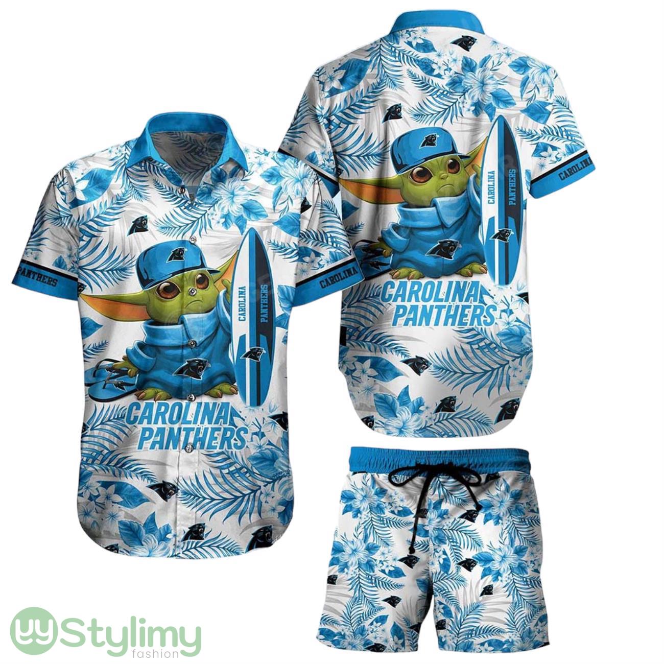 Carolina Panthers NFL Baby Yoda Aloha 3D Hawaiian Shirt And Short Style Tropical Pattern Summer Best Gift For Fan 1 Carolina Panthers NFL Baby Yoda Aloha 3D Hawaiian Shirt And Short Style Tropical Pattern Summer Best Gift For Fan Product Photo 1