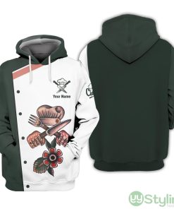 Chef Tattoo Custom Name 3D Uniform Chef Hoodie Personalized Chef Gifts Product Photo 1