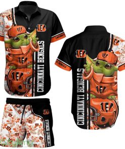 Cincinnati BengalsFootball NFL Baby Yoda 3D Printed Hawaiian Shirt And Short New Collection Summer Perfect Gift For Fan Product Photo 1