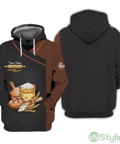 Custom Baker Uniform Black & Brown Bakery Art All Over Printed 3D Hoodie Product Photo 1