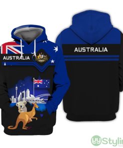 Custom Name 3D Australia Hoodie Kangaroo With Map Of Australia Hoodie Product Photo 1