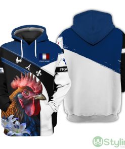 Custom Name 3D France Hoodie Rooster With Flower Personalized Gift For France Lovers Product Photo 1