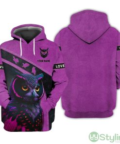 Custom Name 3D Owl Hoodie Personalized Gift For Owl Lovers Product Photo 1