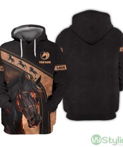 Custom Name All Over Printed 3D Hoodie Love Horses Personalized Gift For Horses Lovers Product Photo 1