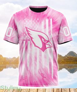 Custom Name And Number NFL Arizona Cardinals All Over Print Pink Tie-Dye 3D T Shirt Product Photo 1
