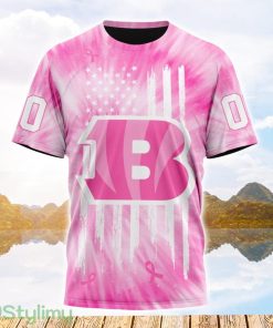 Custom Name And Number NFL Cincinnati Bengals All Over Print Pink Tie-Dye 3D T Shirt Product Photo 1