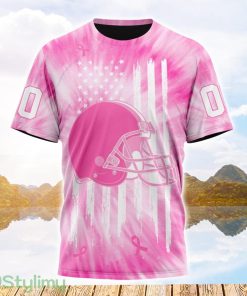 Custom Name And Number NFL Cleveland Browns All Over Print Pink Tie-Dye 3D T Shirt Product Photo 1