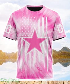 Custom Name And Number NFL Dallas Cowboys All Over Print Pink Tie-Dye 3D T Shirt Product Photo 1