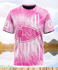 Custom Name And Number NFL Kansas City Chiefs All Over Print Pink Tie-Dye 3D T Shirt Product Photo 1