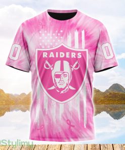 Custom Name And Number NFL Las Vegas Raiders All Over Print Pink Tie-Dye 3D T Shirt Product Photo 1