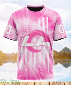 Custom Name And Number NFL Los Angeles Rams All Over Print Pink Tie-Dye 3D T Shirt Product Photo 1