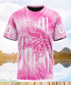 Custom Name And Number NFL Minnesota Vikings All Over Print Pink Tie-Dye 3D T Shirt Product Photo 1