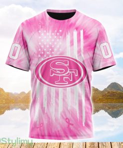 Custom Name And Number NFL San Francisco 49ers All Over Print Pink Tie-Dye 3D T Shirt Product Photo 1