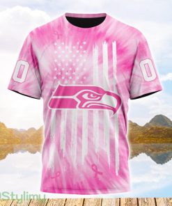 Custom Name And Number NFL Seattle Seahawks All Over Print Pink Tie-Dye 3D T Shirt Product Photo 1