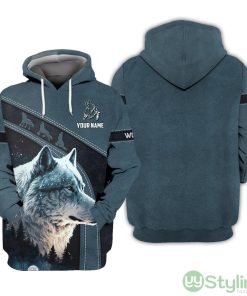 Custom Name Hoodie Wolf In The Night 3D Wolf Hoodie Personalized Gift Product Photo 1