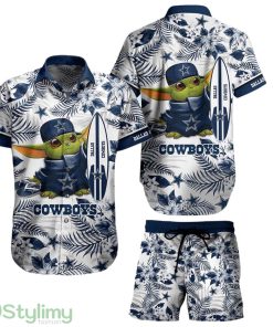 Dallas Cowboys NFL Baby Yoda 3D Printed Hawaiian Shirt And Short Style Tropical Pattern Summer Best Gift For Fan Product Photo 1