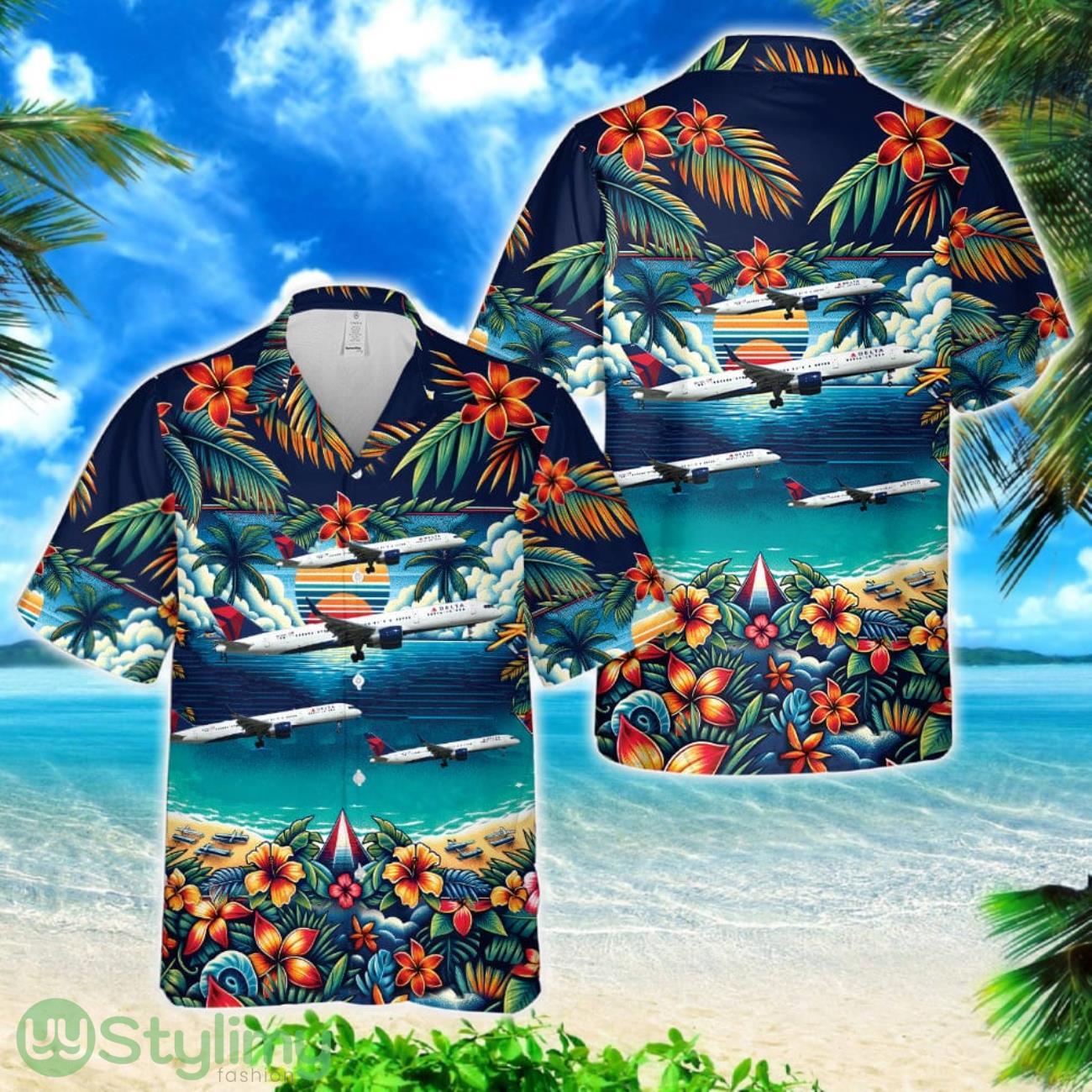 Delta Air Lines Boeing 757-232 Hawaiian Shirt 1 Delta Air Lines Boeing 757-232 Hawaiian Shirt Product Photo 1