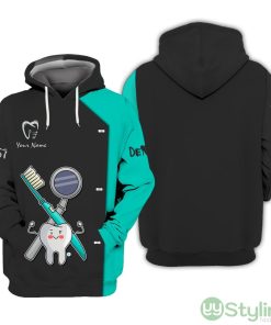 Dentist Tools 3D Uniform Dental Hoodie Black & Green Product Photo 1