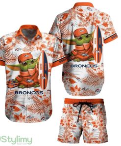 Denver Broncos NFL Baby Yoda 3D Printed Hawaiian Shirt And Short Style Tropical Pattern Summer Best Gift For Fan Product Photo 1